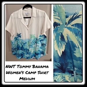 NWT Tommy Bahama Camp Shirt Button Down Medium (roomy) “Oceanside Views”